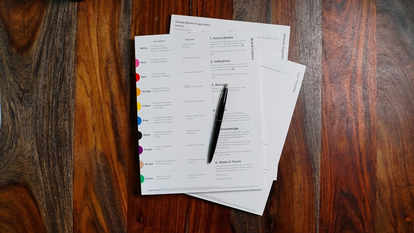 A stack of printed pages lying on a wooden table