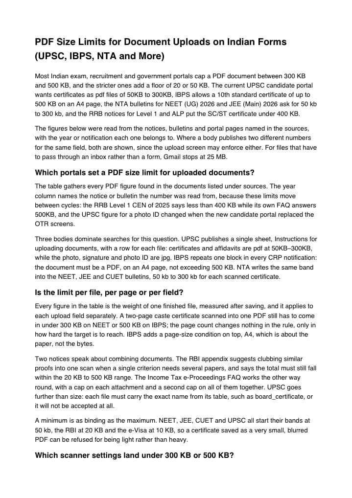 First page of a text document